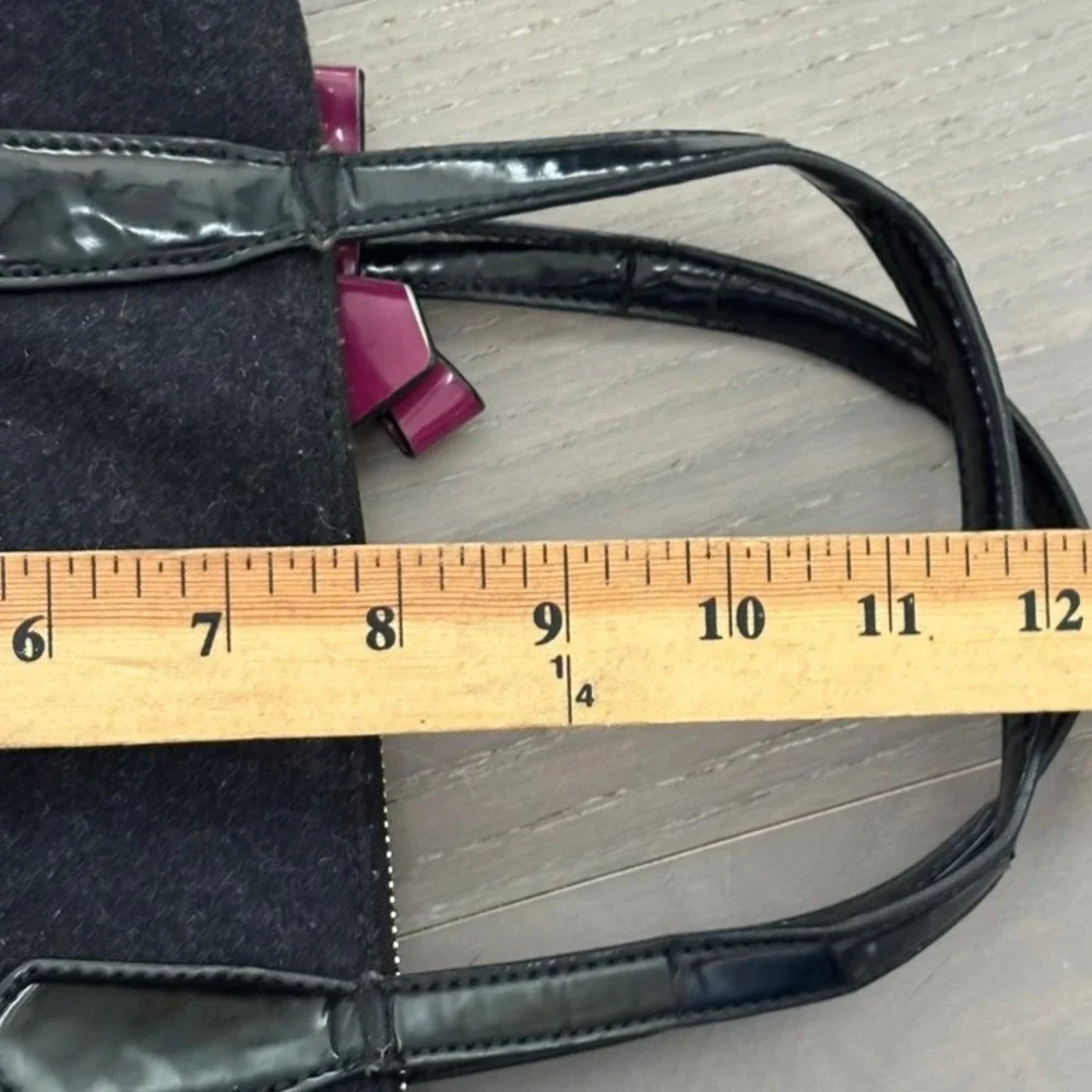 Coach Signature Wool Stripe Satchel‎ Passion Berry Charcoal F24784